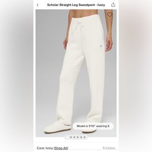 Alo Scholar Straight Leg Sweatpants Ivory Size S